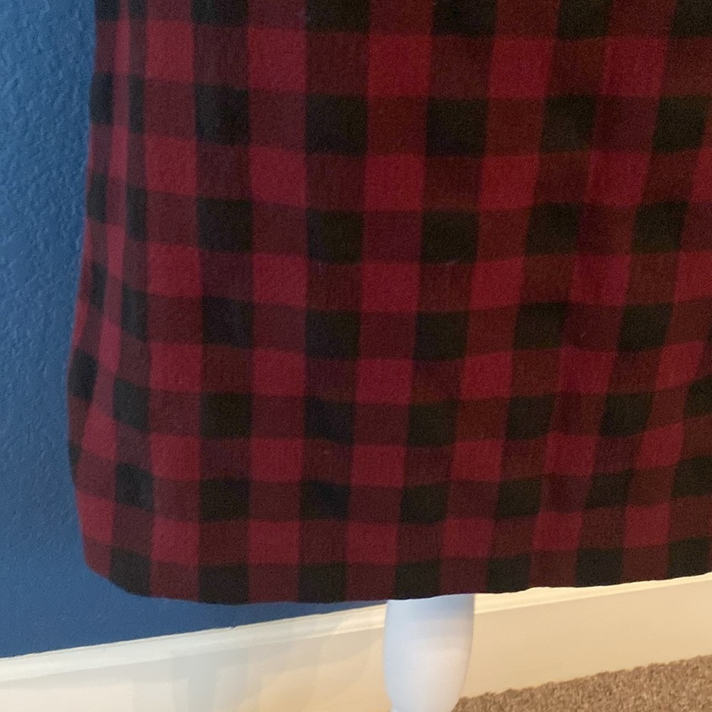 NWT J. Jill Red and Black Lined Buffalo Plaid Skirt. Pinot/black. Size MP. - Picture 5 of 16